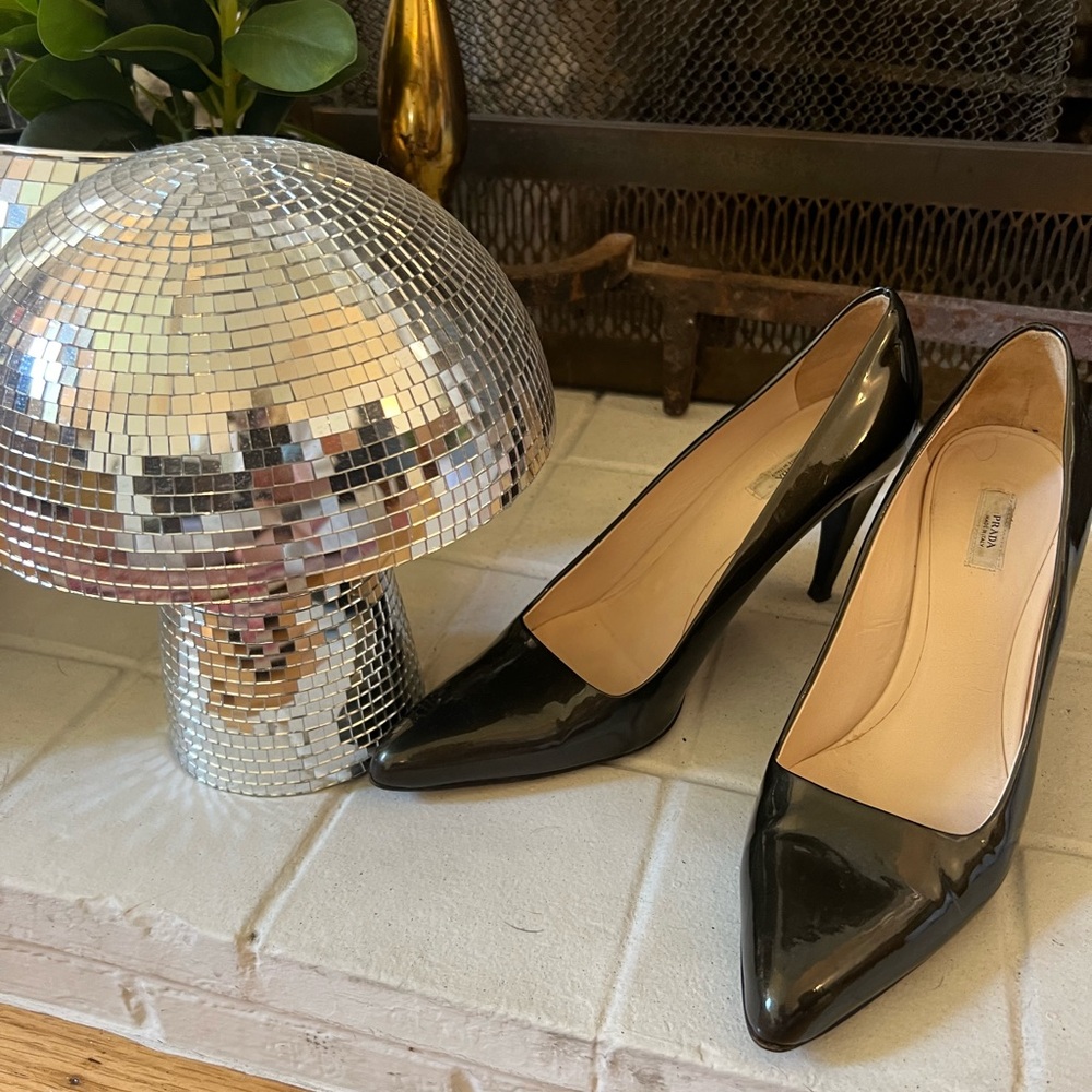 Dark green pearlescent Prada heels